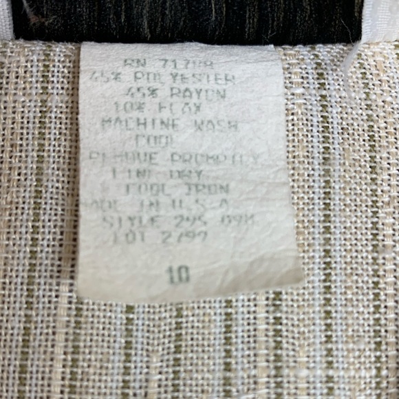 Vintage Mitchell Mitchell blazer 3/4 length sleeve Beige pin Stripe Size 10 - Picture 10 of 10